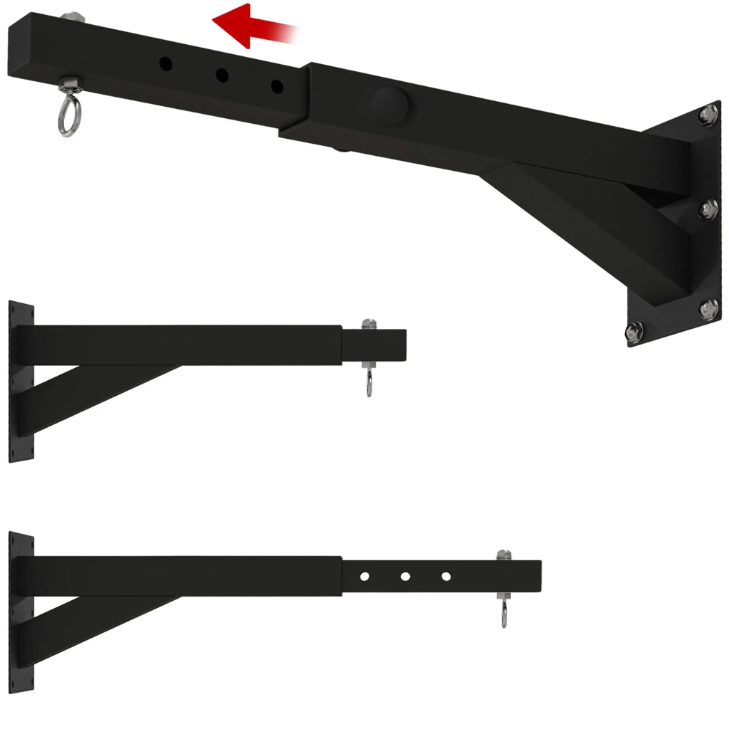 Supporto da parete per sacco da boxe regolabile 5 posizioni 45-65 x 12 x 20 cm supporto robusto 60 kg stile industriale in acciaio nero 21_0006840
