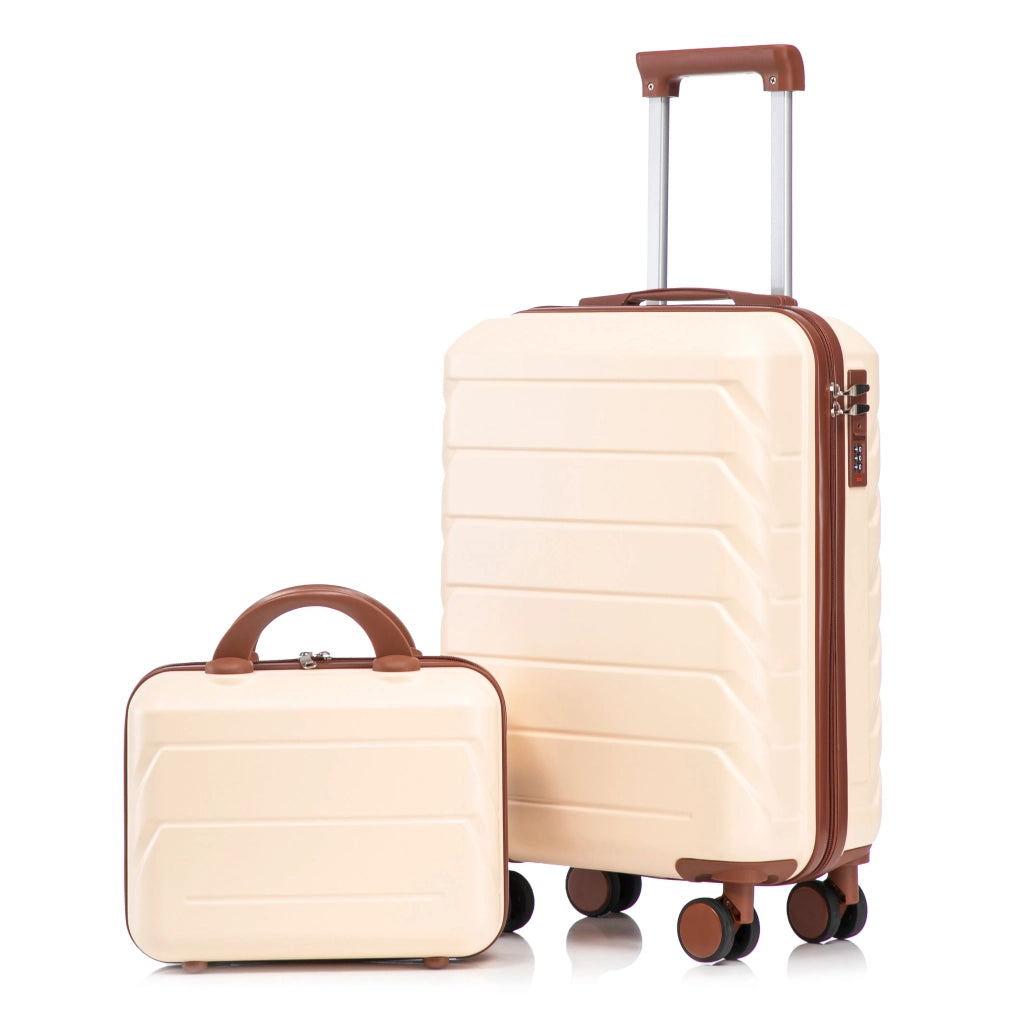 Set valigie ABS con spinner 2 pz, beige, con lucchetto a combinazione e beauty case 14