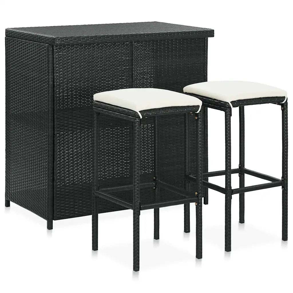 Set da Bar 3 pz in Polyrattan Nero 313471
