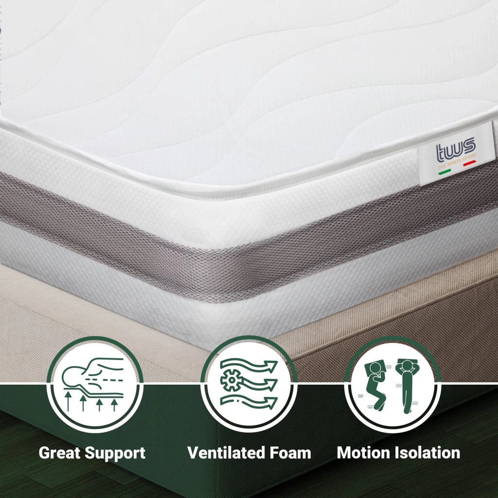 Materasso a Una Piazza e Mezza 130x180 cm in Memory Antibatterico | Altezza 16 cm | Rivestimento 3D Air in Fibra Ipoallergenica | Materasso Ortopedico a 7 Zone Differenziate Termosensibili