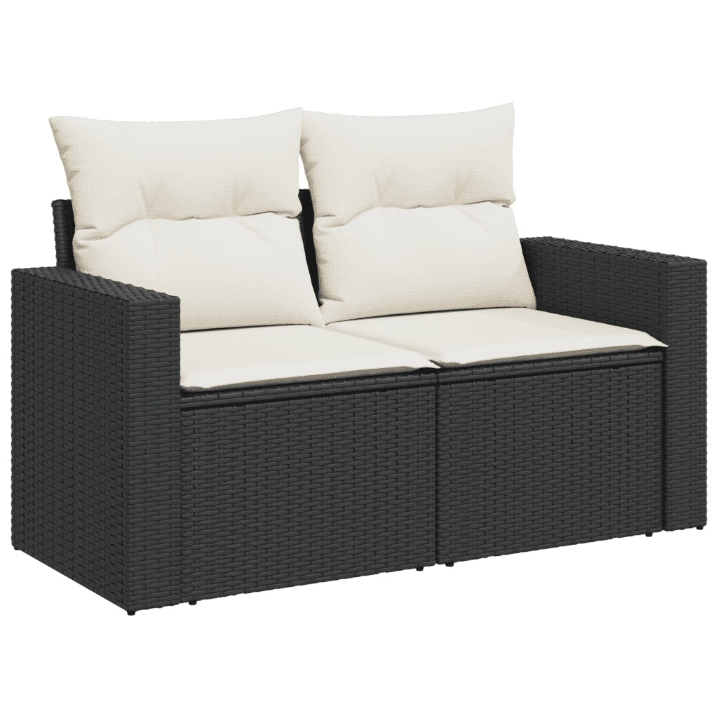 Set Divano da Giardino 6 pz con Cuscini Nero in Polyrattan 3271315
