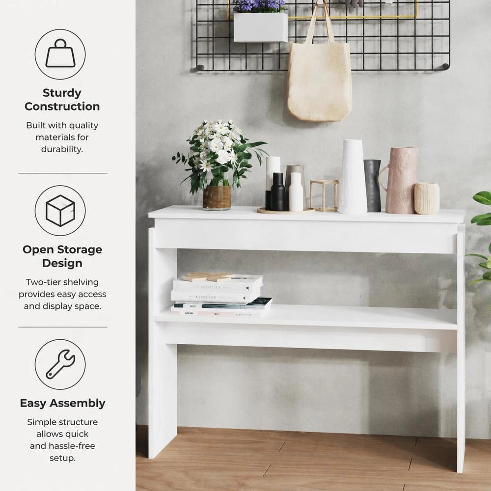 Console Table, White, 102x30x80 Cm, Wood Composite