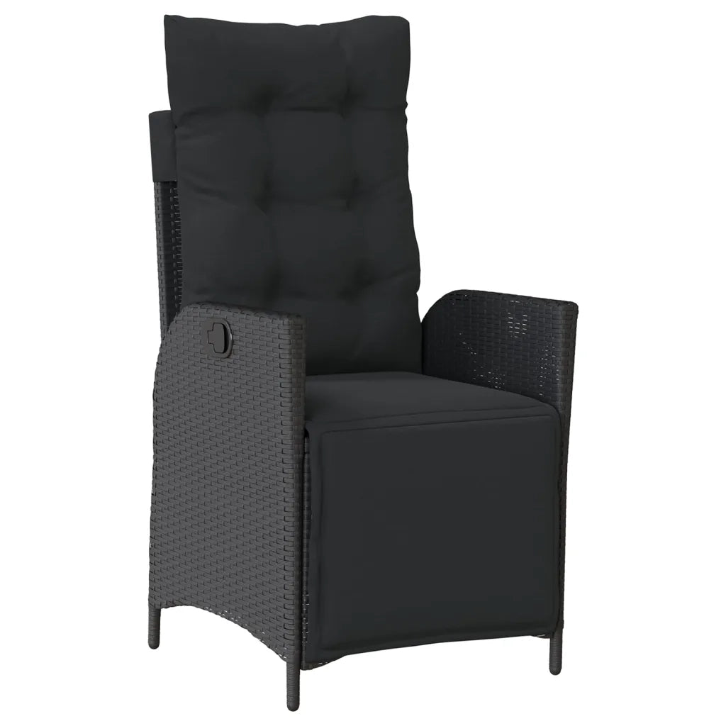 Set da Pranzo da Giardino 7 pz Nero con Cuscini in Polyrattan 3213341