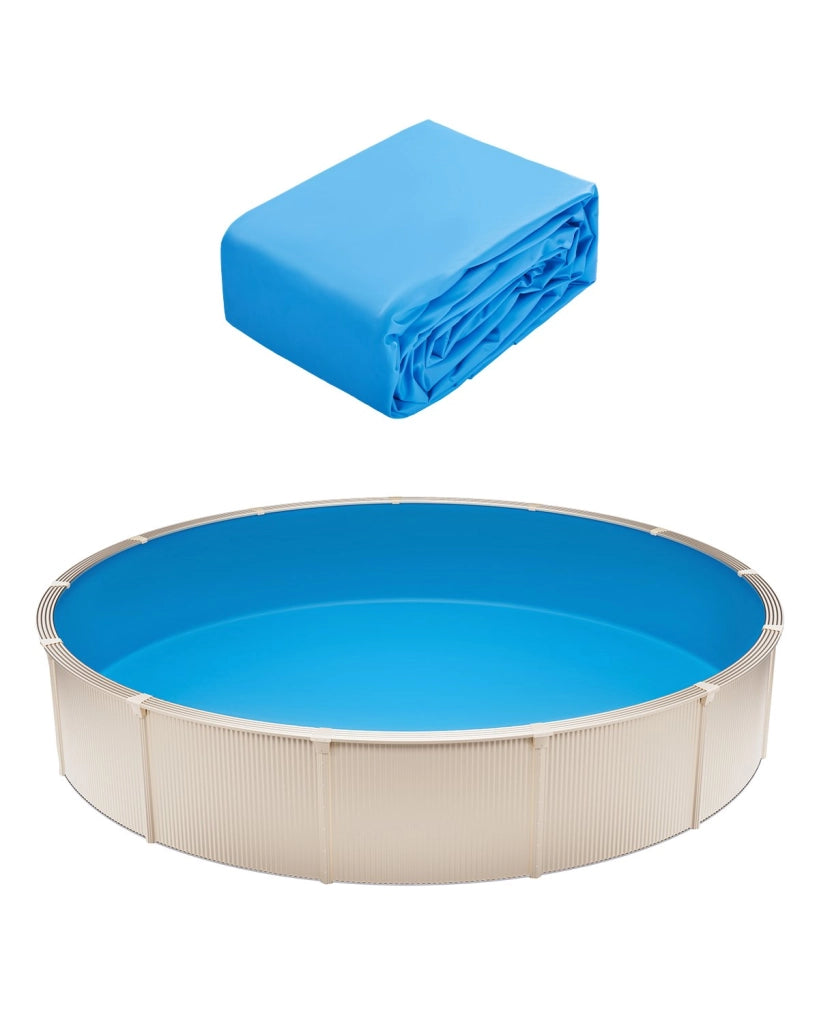 Rivestimento per Piscina Rotonda in Vinile Stile Unibead, Protezione Pareti Fuori Terra 15 Piedi 47 Pollici, Resistente Durevole per Giardino
