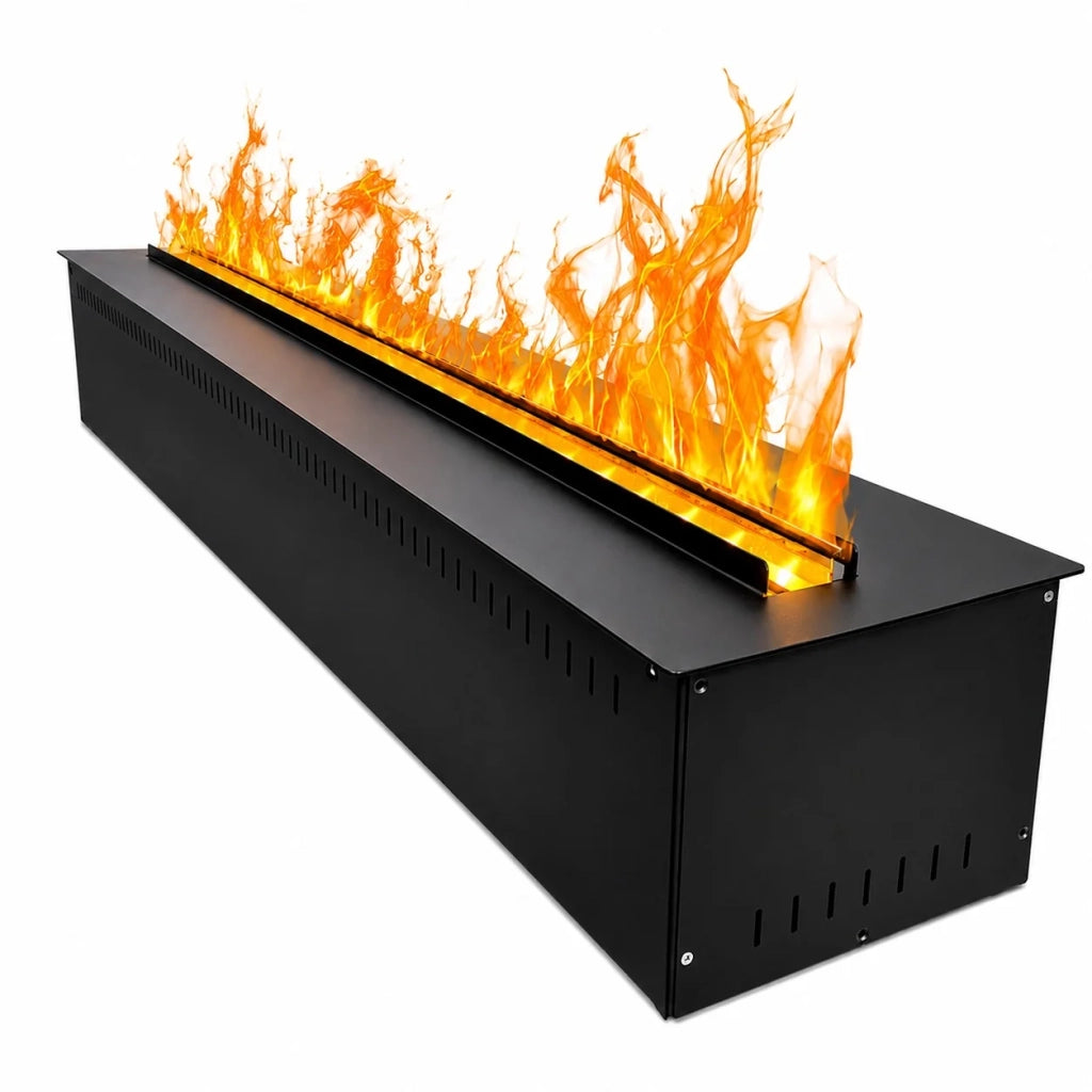 Vapor 100 - Inserto Camino Decorativo ad Acqua Senza Calore 100x17,8x22,7 cm con Effetto Fiamma a LED 3D Nero