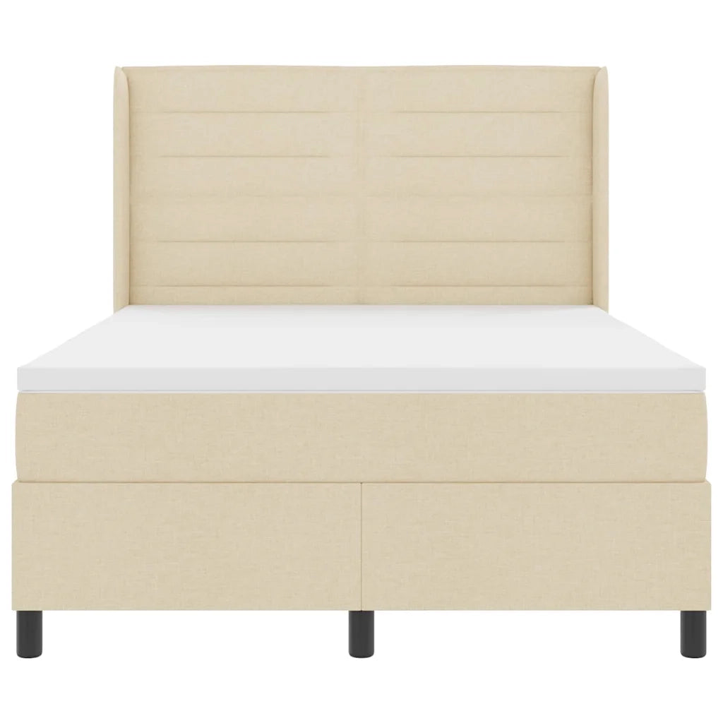 Letto a molle con materasso Crema 160 x 200 cm Tessuto