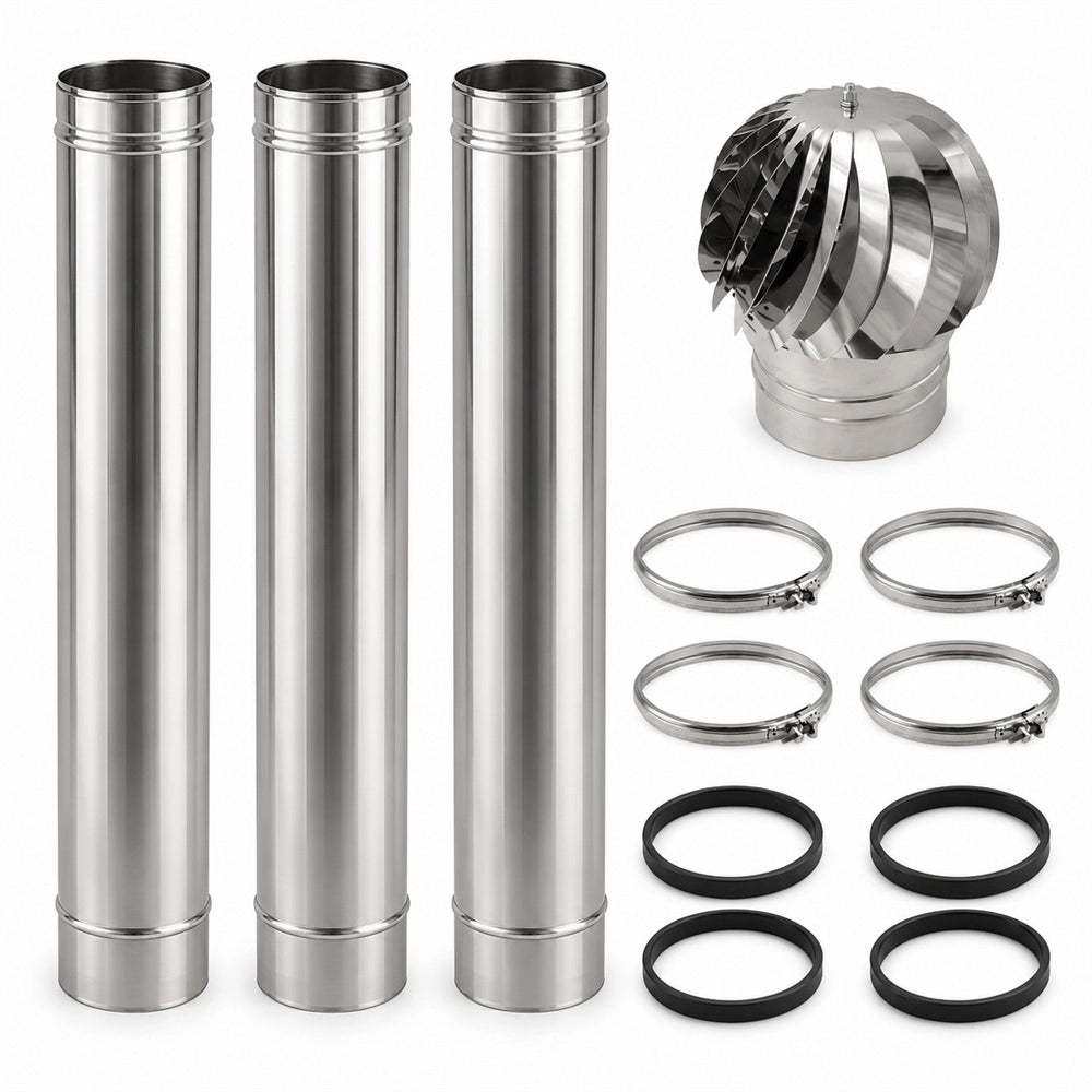 Kit canna fumaria inox monoparete 3 m Ø250 completa camino Ø250