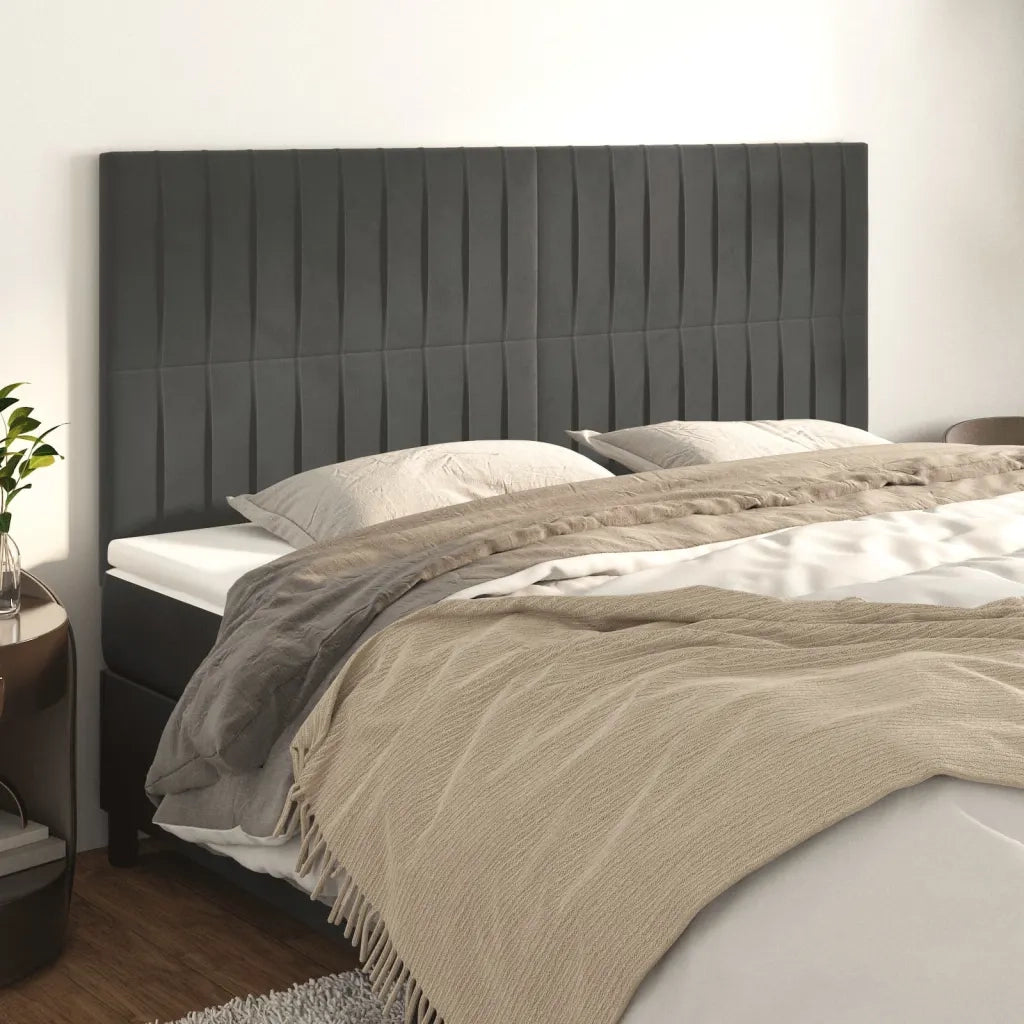 Testiera | Testata Grigio Scuro 160x5x118/128 cm Velluto