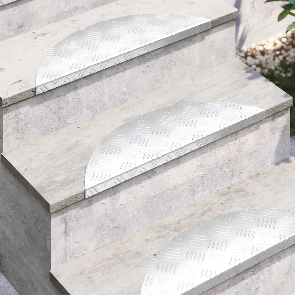 Gradini per Scale 15 pz | Tappetini per scale autoadesivi Argento 60 x 18 x 2,5 cm Alluminio