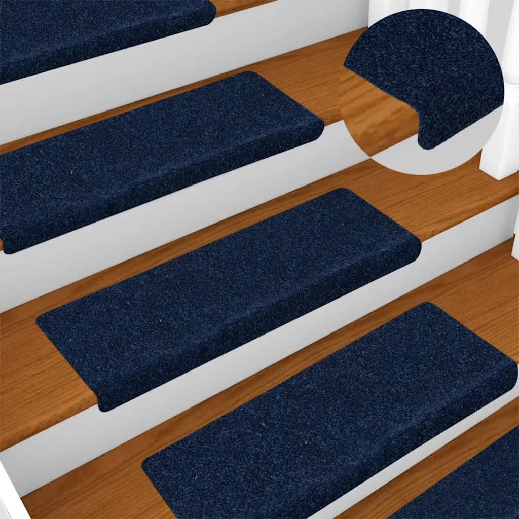 Tappetini per scale autoadesivi 30 pz 65x21x4 cm blu navy bordo rettangolare 3365701