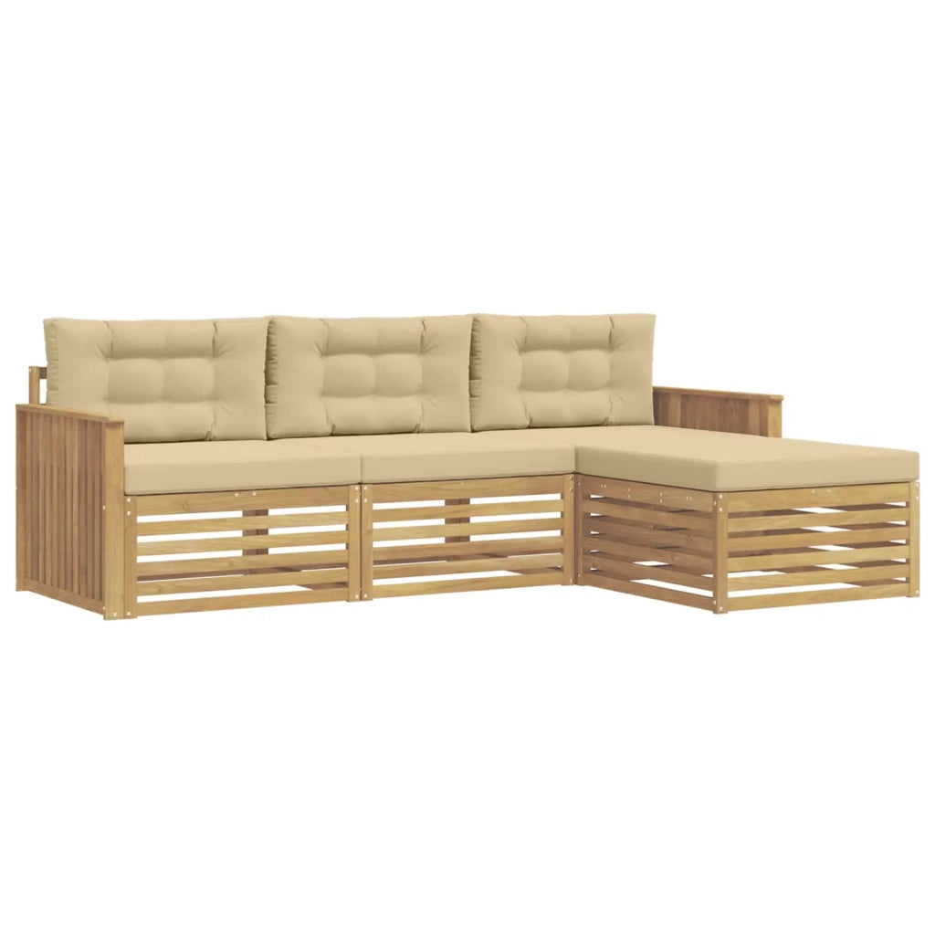Set di divani da esterno 4 pz Bianco e Beige 3390283
