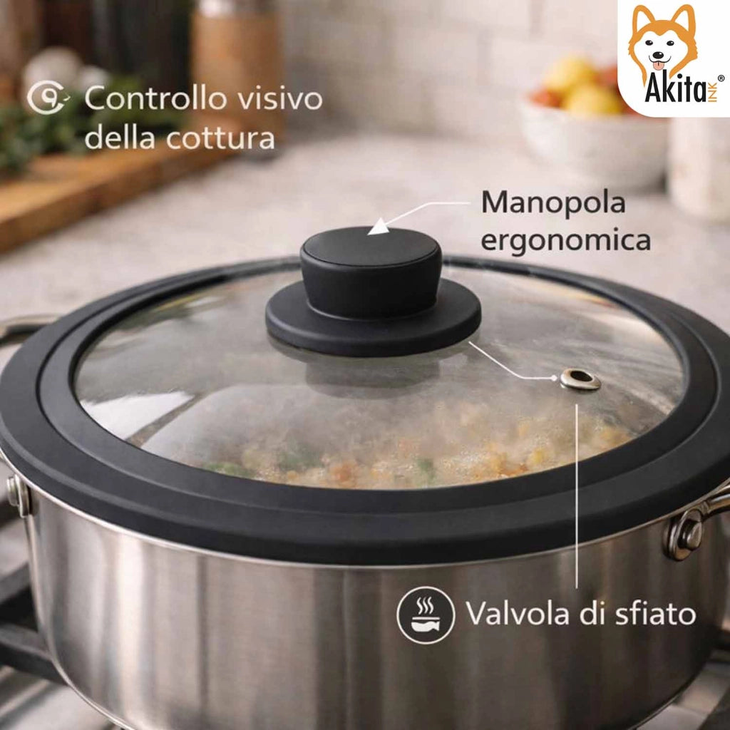 Akitaink Coperchio Vetro Silicone 28 30 32 cm