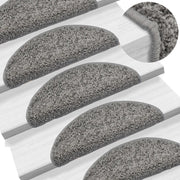 Tappetini per scale 15 pz 56x17x3 cm Grigio Semicircolari 133892