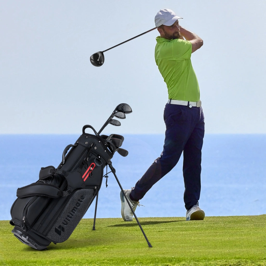 Set completo di mazze golf da uomo con borsa da golf portatile con supporto, Completo putter e copertura antipioggia