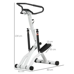 Stepper con maniglie, LCD e 12 livelli di resistenza, nero e argento, 80 x 61 x 134 cm
