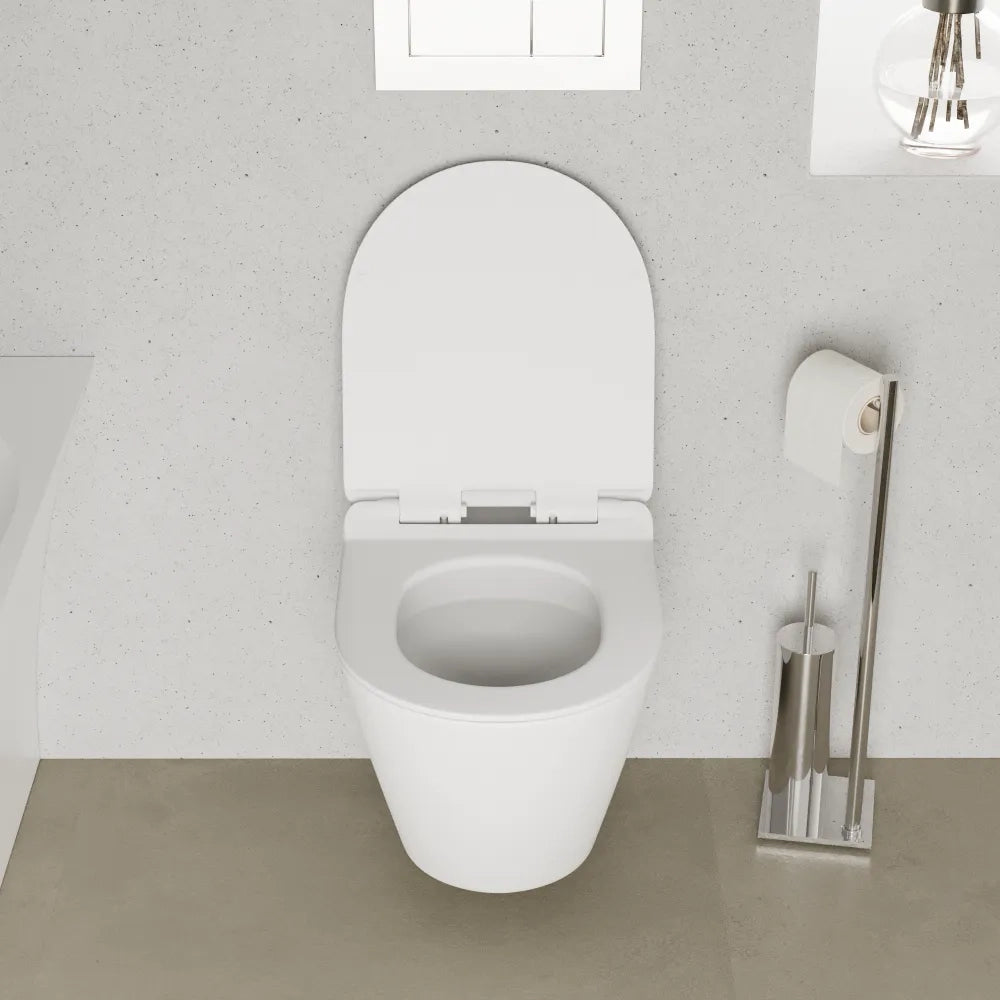 Vaso sospeso rimless in ceramica bianco opaco con copri-wc soft-close | Sydney