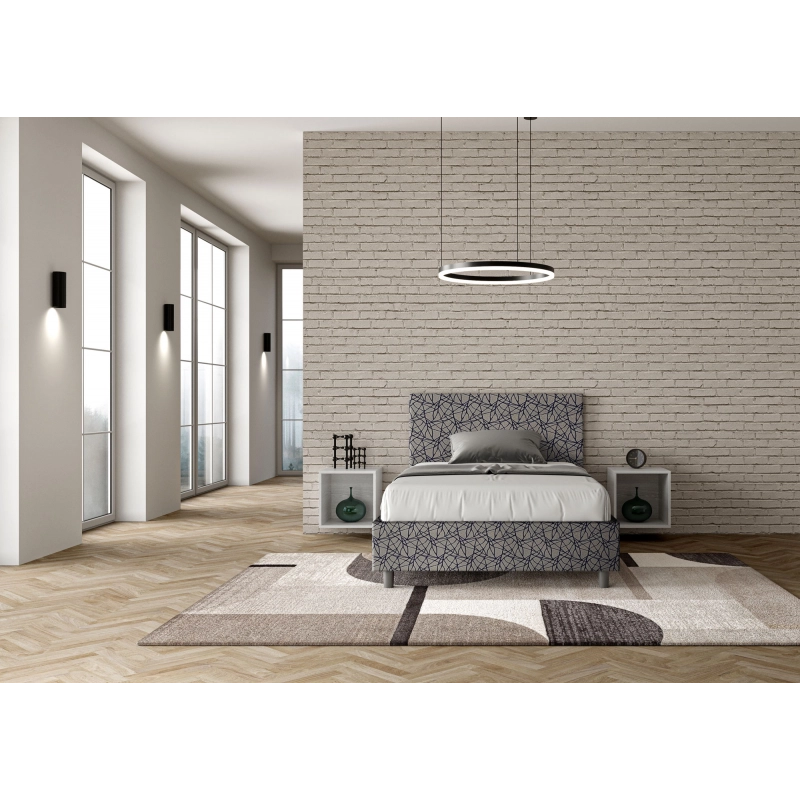 Letto imbottito 1 piazza e mezza 120x210 cm tessuto Era Adele - Senza rete,Blu