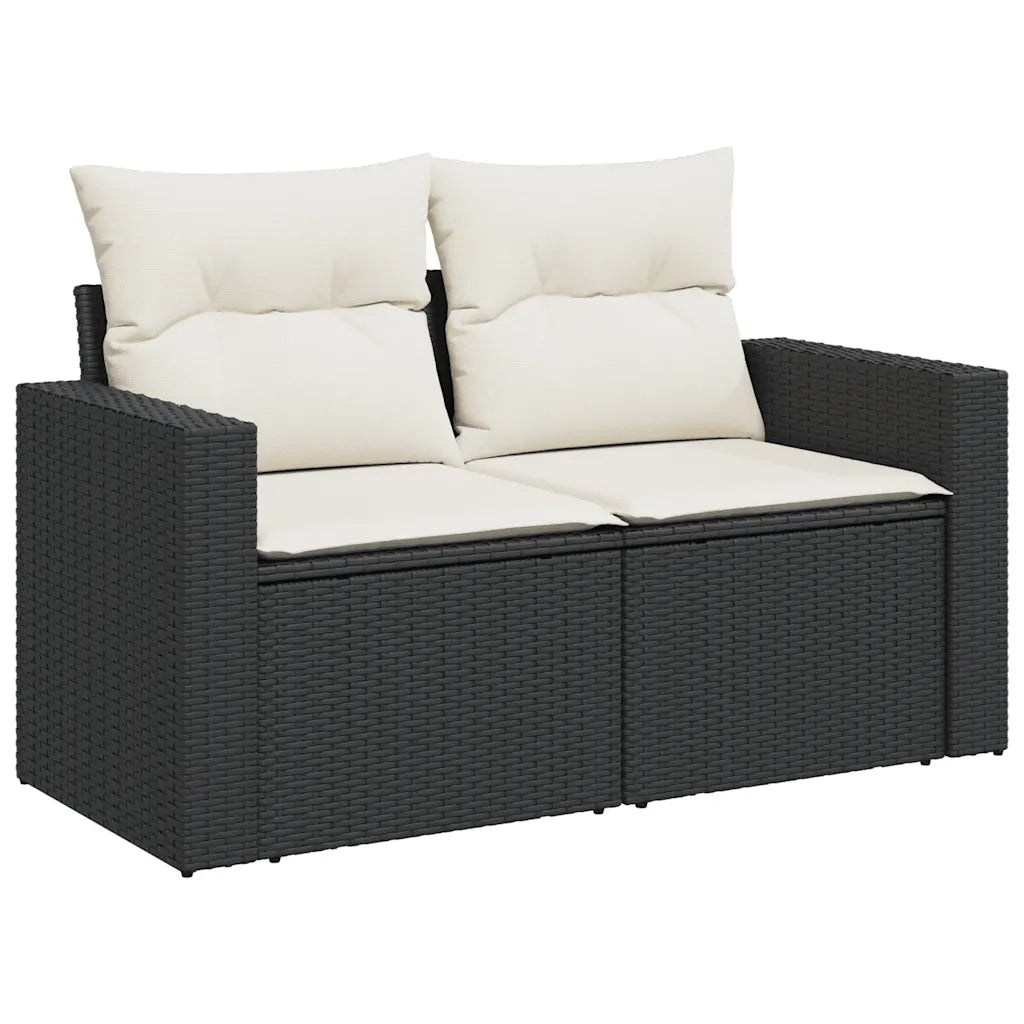 Set Divani da Giardino 5 pz con Cuscini in Polyrattan Nero 3256329