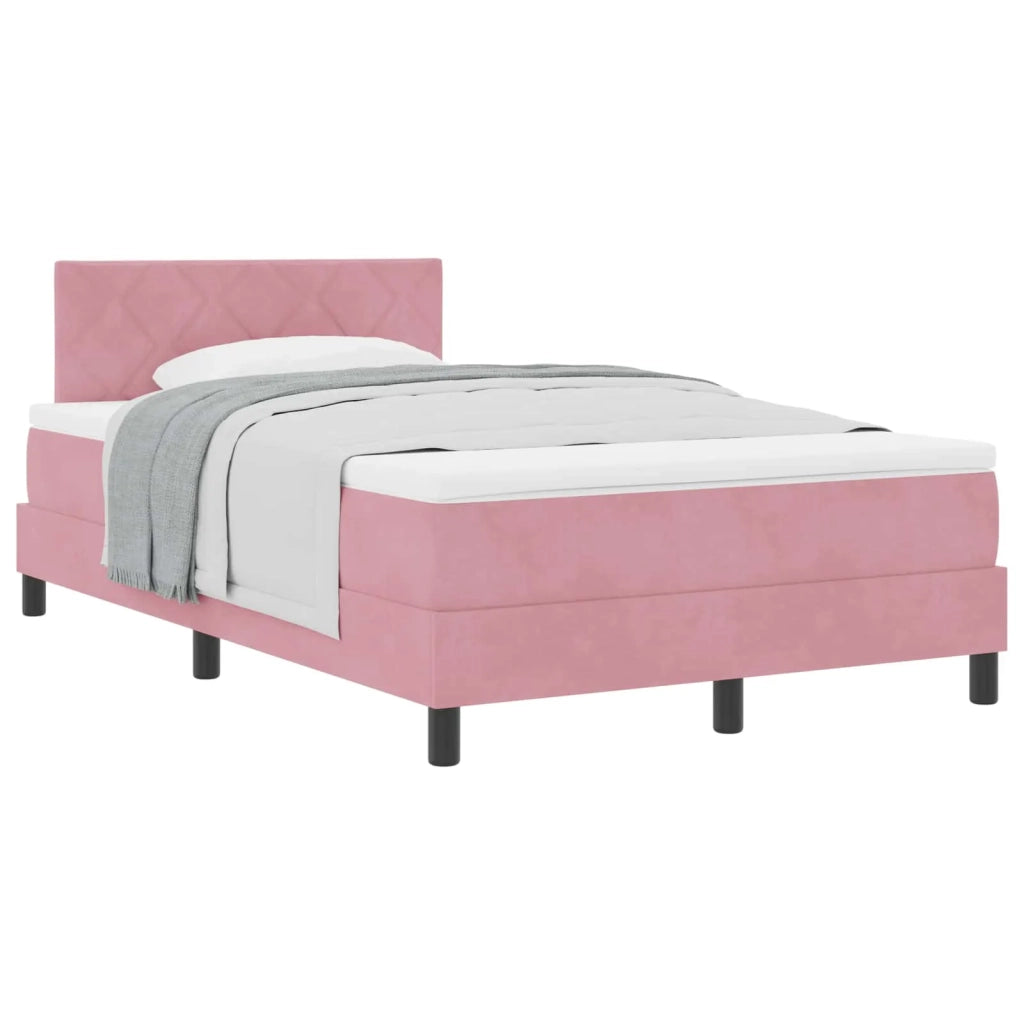 Letto a molle con materasso Rosa 120 x 190 cm Velluto 3339229