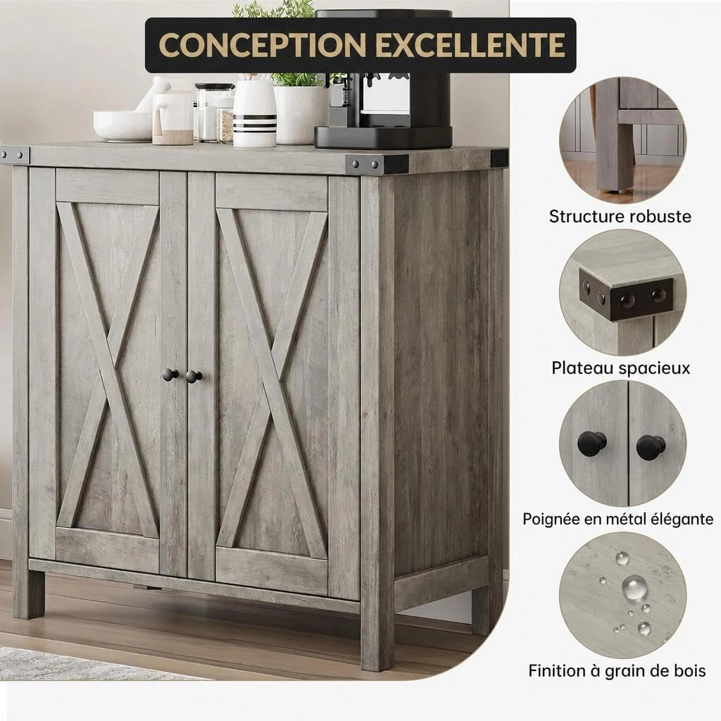 Credenza da sala da pranzo in stile rustico; con ripiano regolabile; 76x40x80 cm