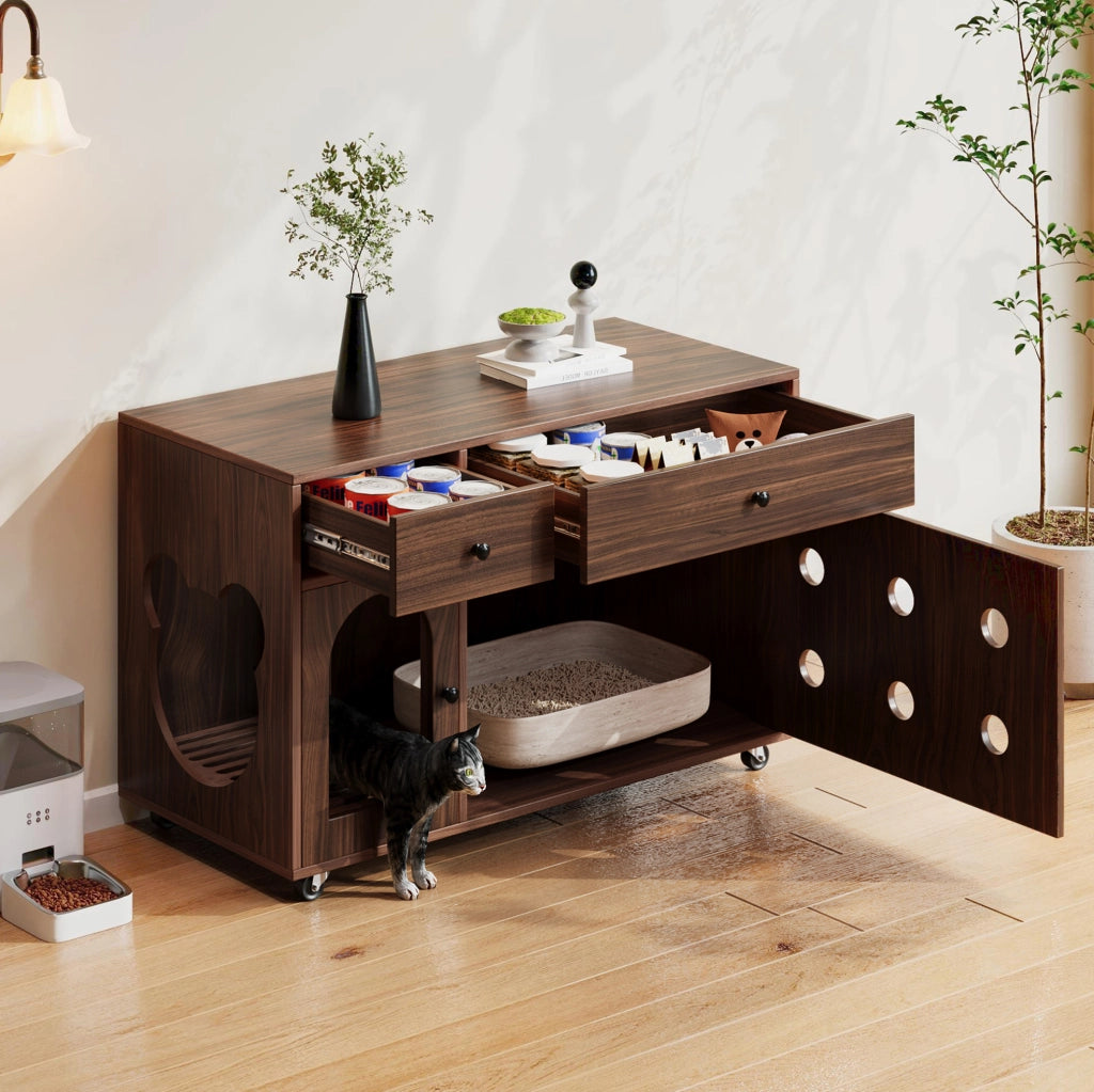 MOBILE LETTIERA 100x45x66 cm MDF Noce con cassetti