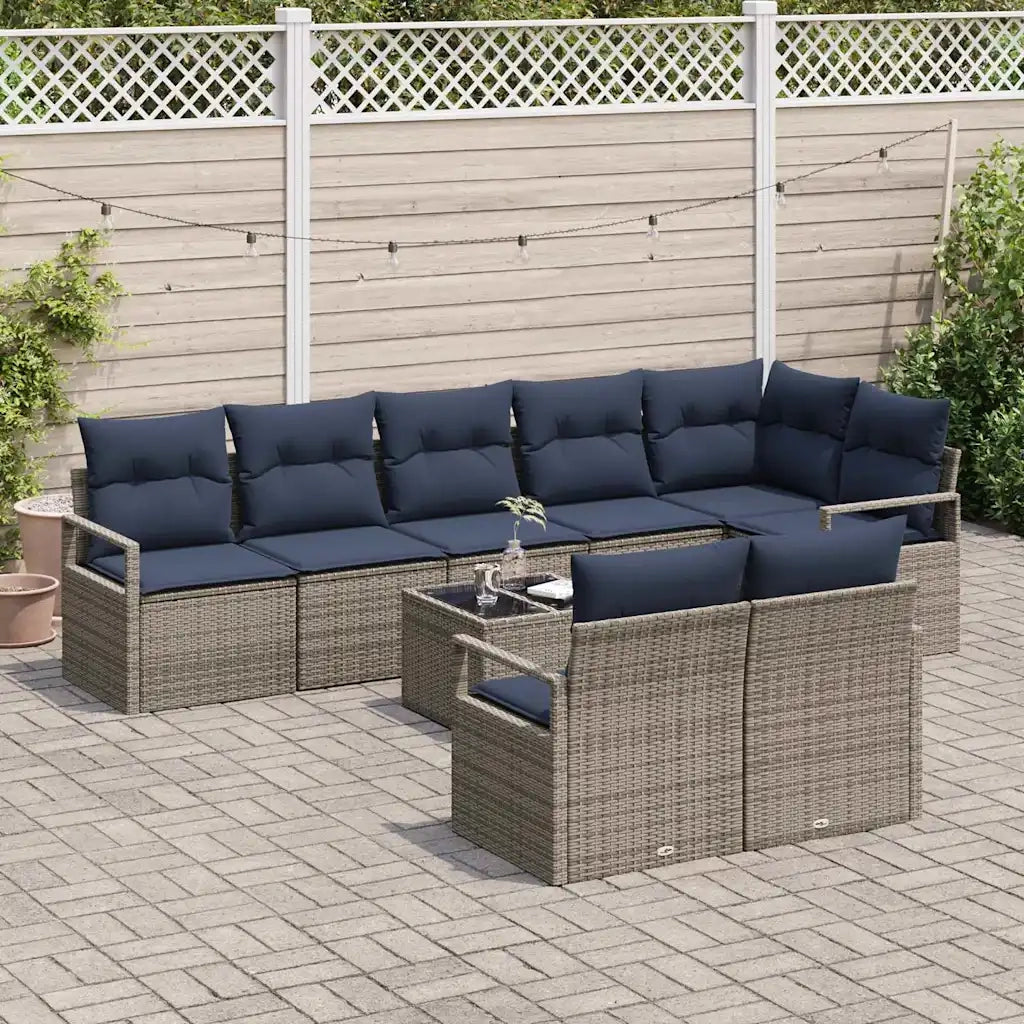 Set di divani 9 pcs Grigio polyrattan 3346445