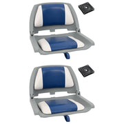Set Sedile per Barca Pieghevole 4pz con Cuscino Blu-Bianco 272241