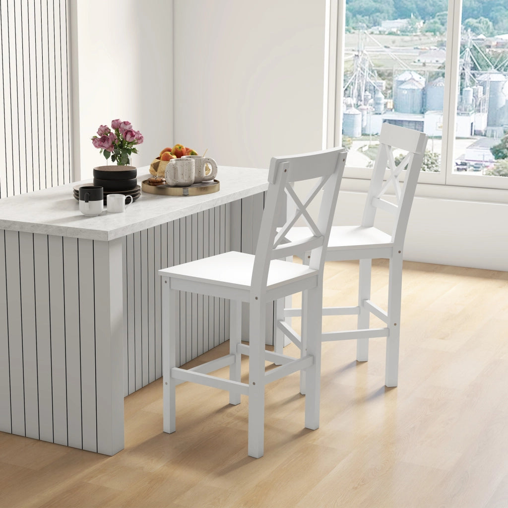 Sedia da Bar ¨C Minimal ¨C Legno Bianco 60 cm