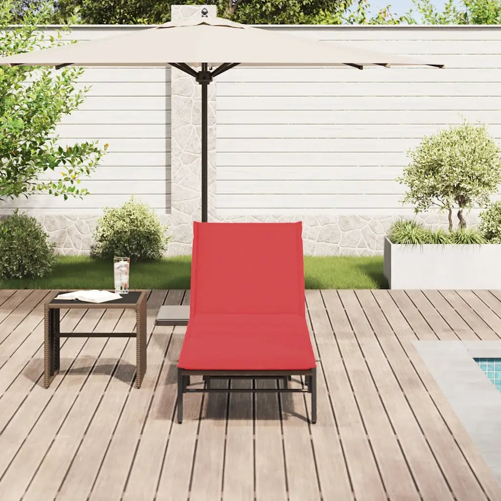 Lettino Prendisole con Cuscino Marrone in Polyrattan 4104085