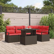 Set Divano da Giardino 6 pcs Marrone e Rosso polyrattan 3348830