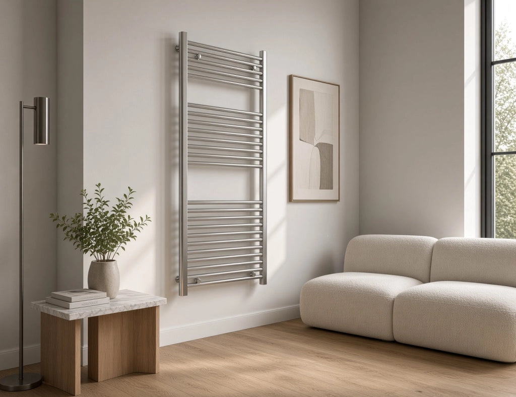 Scaldasalviette termoarredo 80x55 cm (int.50) cromato da bagno tubi dritti ROY