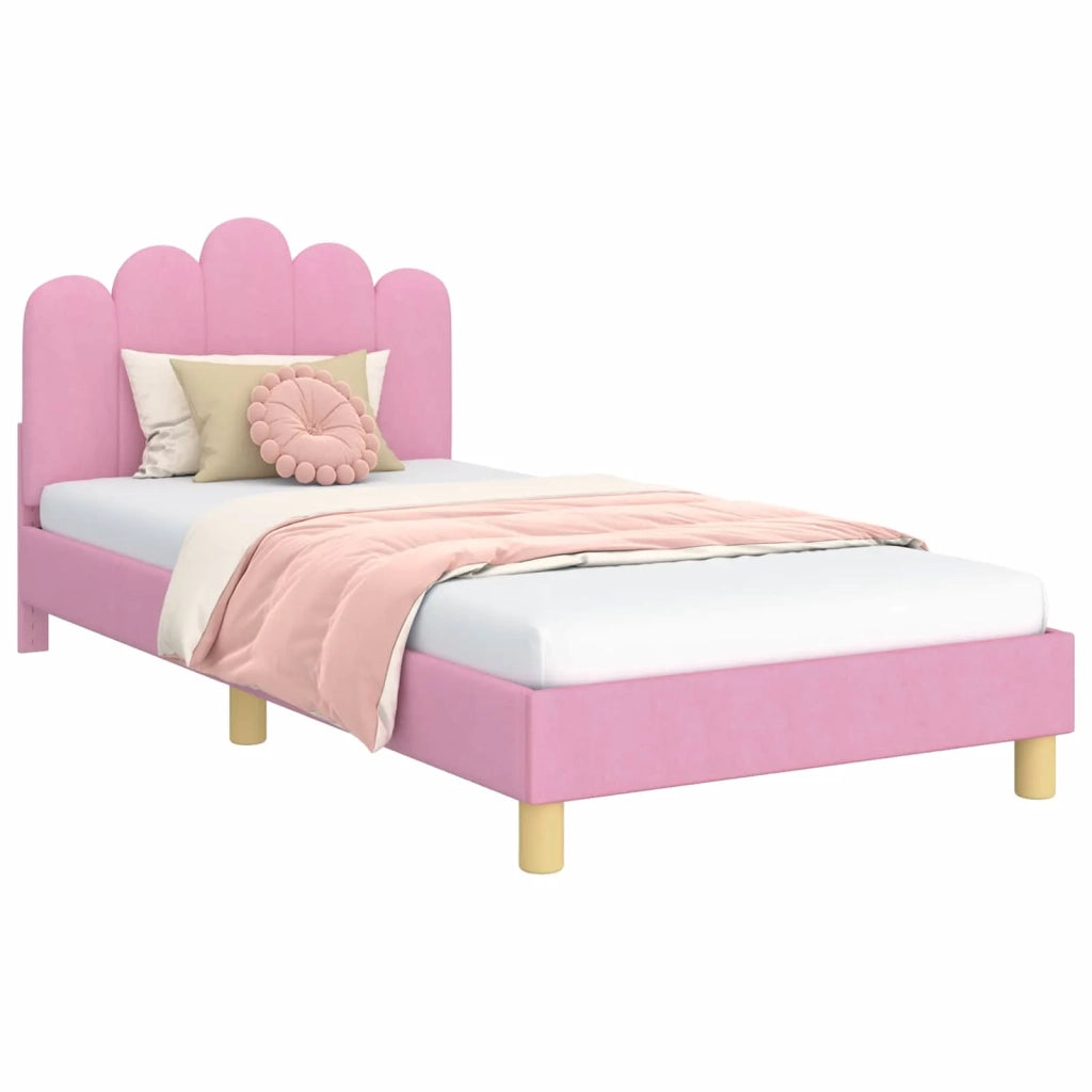 Struttura letto bambini con testata Rosa 90 x 190 cm Tessuto 42011057