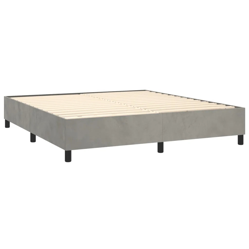 Letto a Molle Materasso e LED Grigio Chiaro 160x200 cm Velluto 3139751