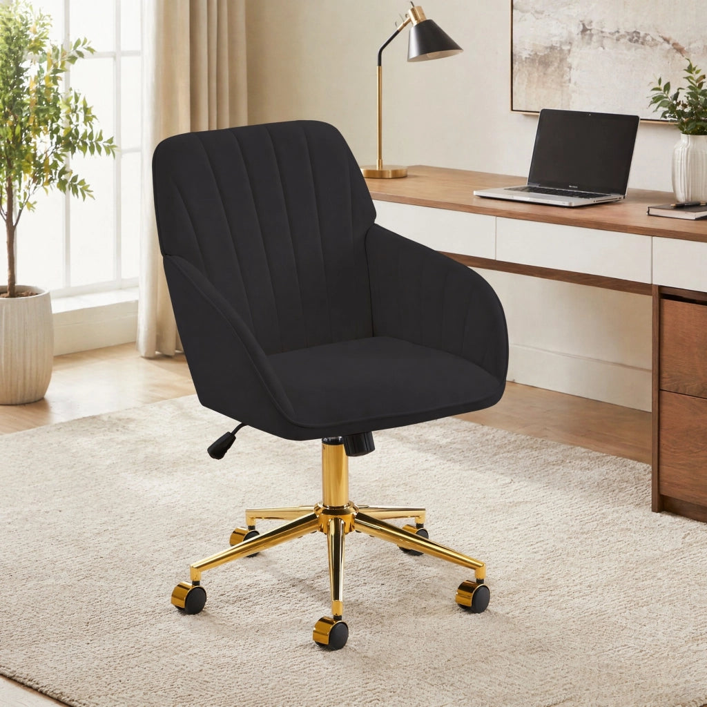 SEDIA girevole regolabile 50-59 cm in velluto nero