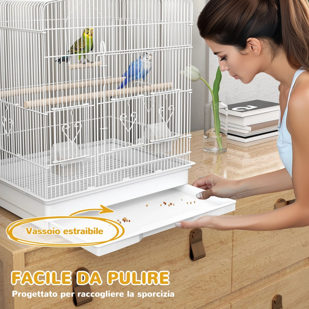 Gabbia per Uccellini Portatile con Maniglia ¨C Minimal ¨C Bianco