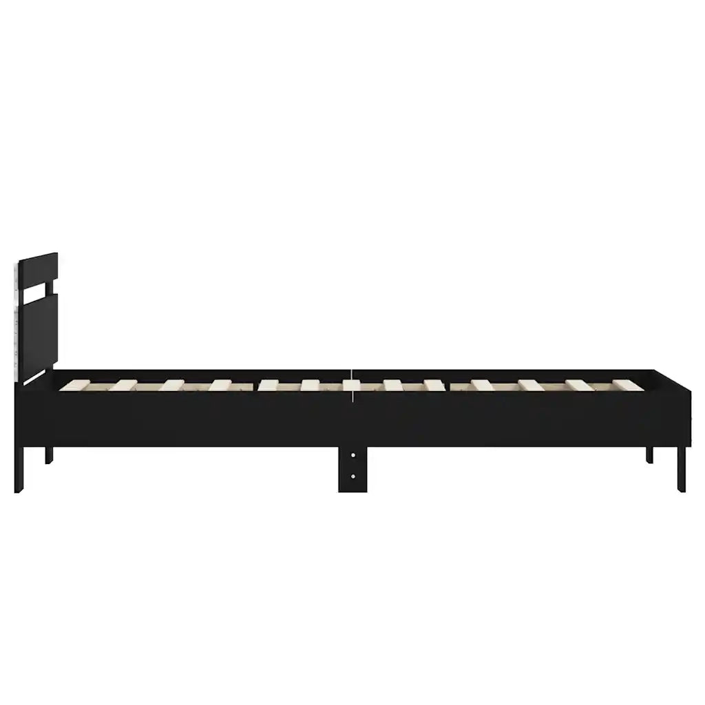 Giroletto con Testiera e LED Nero 75x190 cm 838751