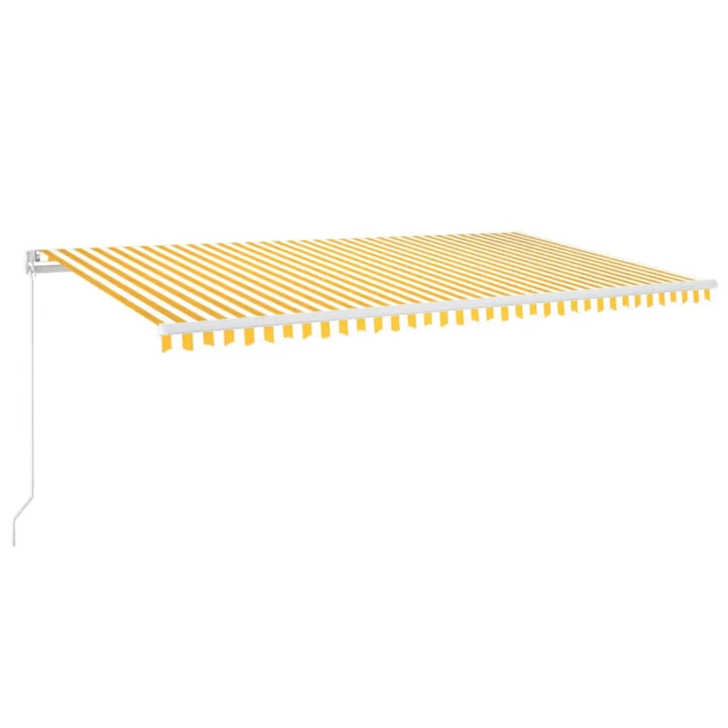 Tenda da Sole Retrattile Manuale e LED 600x300cm Gialla Bianca