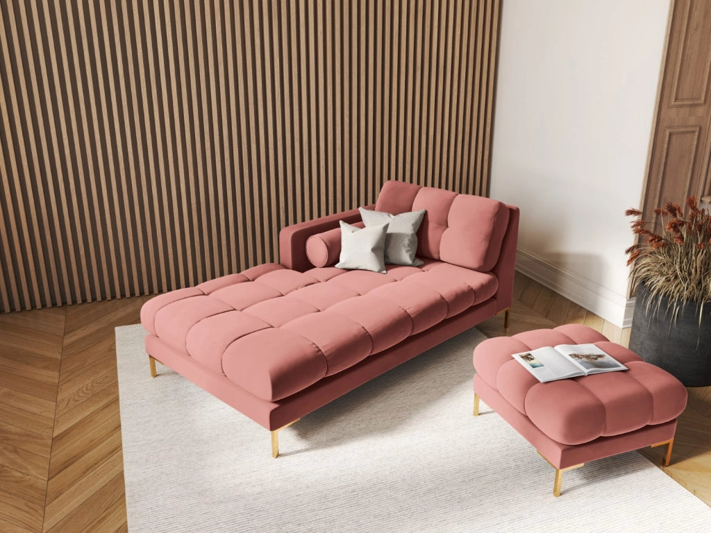 Cosmopolitan Design - Chaise longue sinistra "Bali" in velluto rosa 