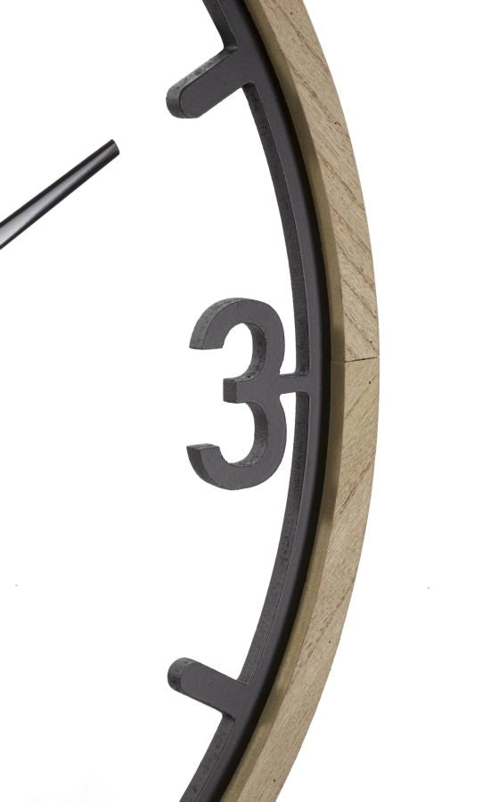 Orologio da Muro Clips 60x2,5x60 cm in Ferro e MDF Nero e Marrone