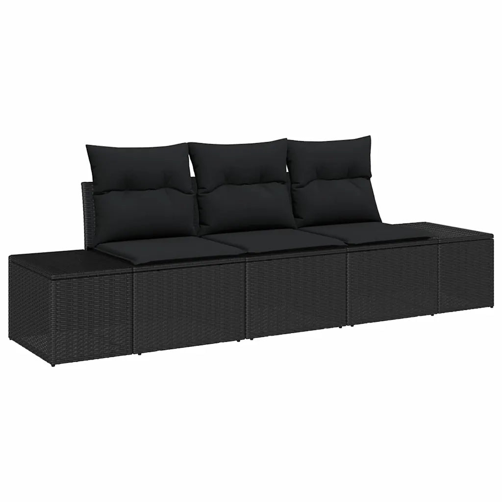 Set Divano da Giardino con archiviazione 3 pcs Nero polyrattan 3355592