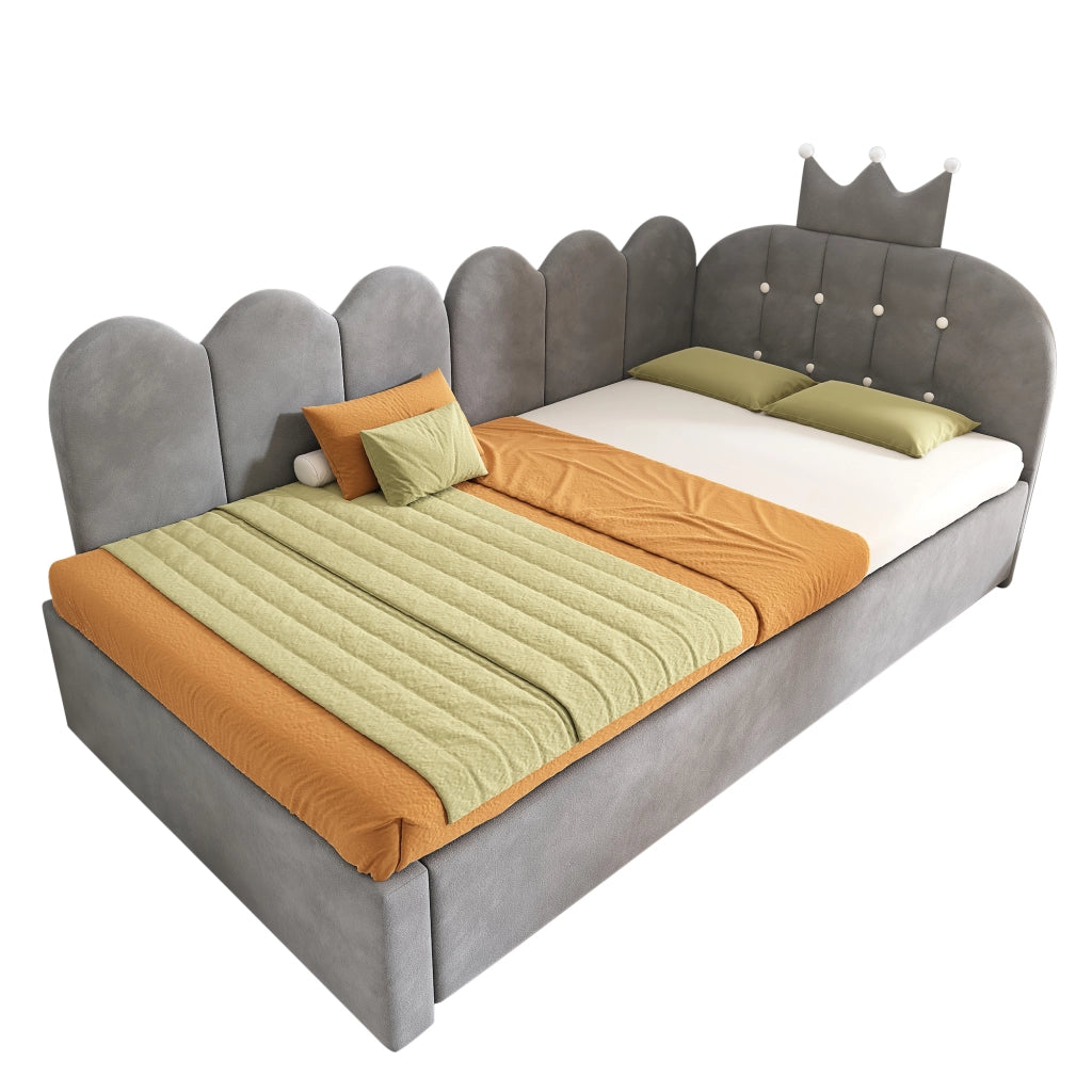 Letto singolo grigio 90x200 cm con letto estraibile