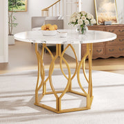 TAVOLO DA PRANZO 100x100x76 cm MDF E METALLO ORO/BIANCO