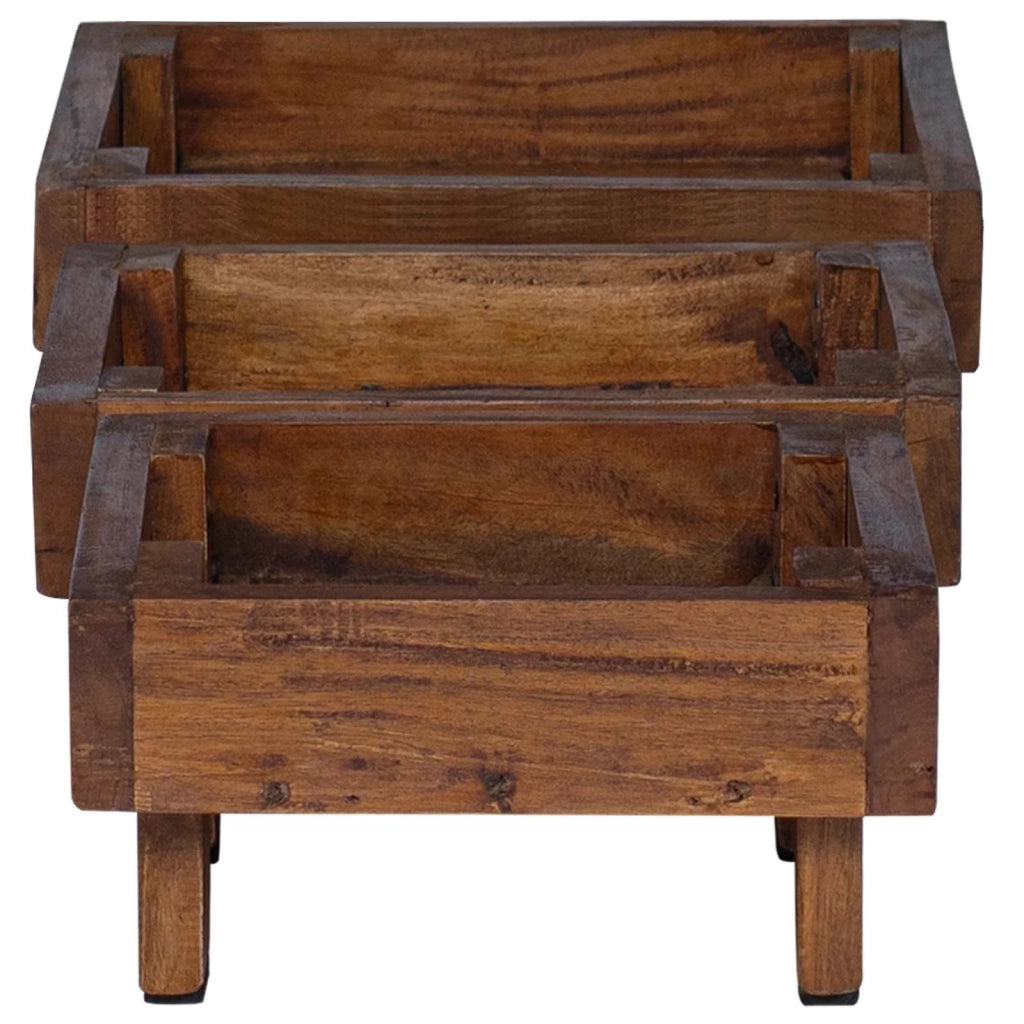 Supporto per piante 3 pcs Marrone Legno di Mogano 42012382