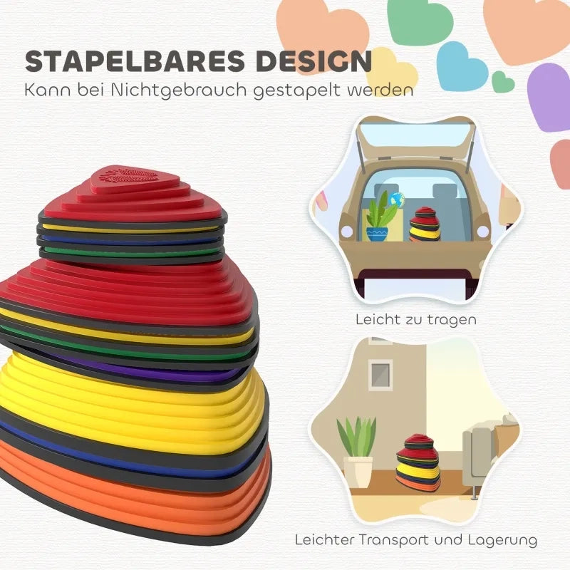 Set 11 gradini antiscivolo, impilabili, per interni ed esterni, multicolore