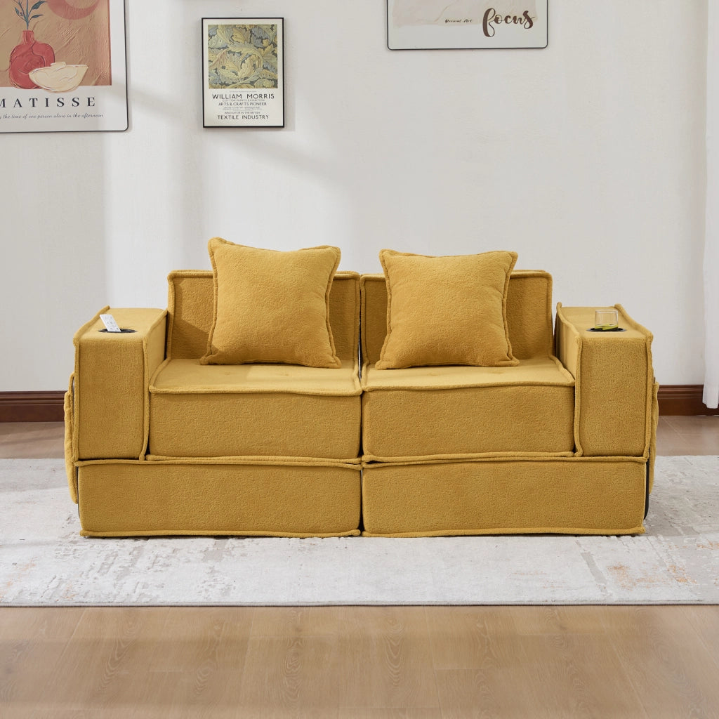 Divano Letto 2 Posti con Poggiapiedi e Cuscini ¨C MINIMAL ¨C Tessuto