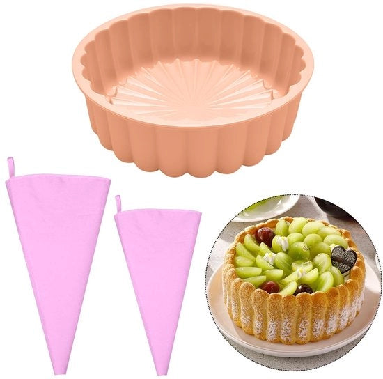 Forma di silicone 20 x 6,2 cm - Muffiniera - Fornello per dolci - Sacchetti decorativi - Forma per dessert - Colore rosa