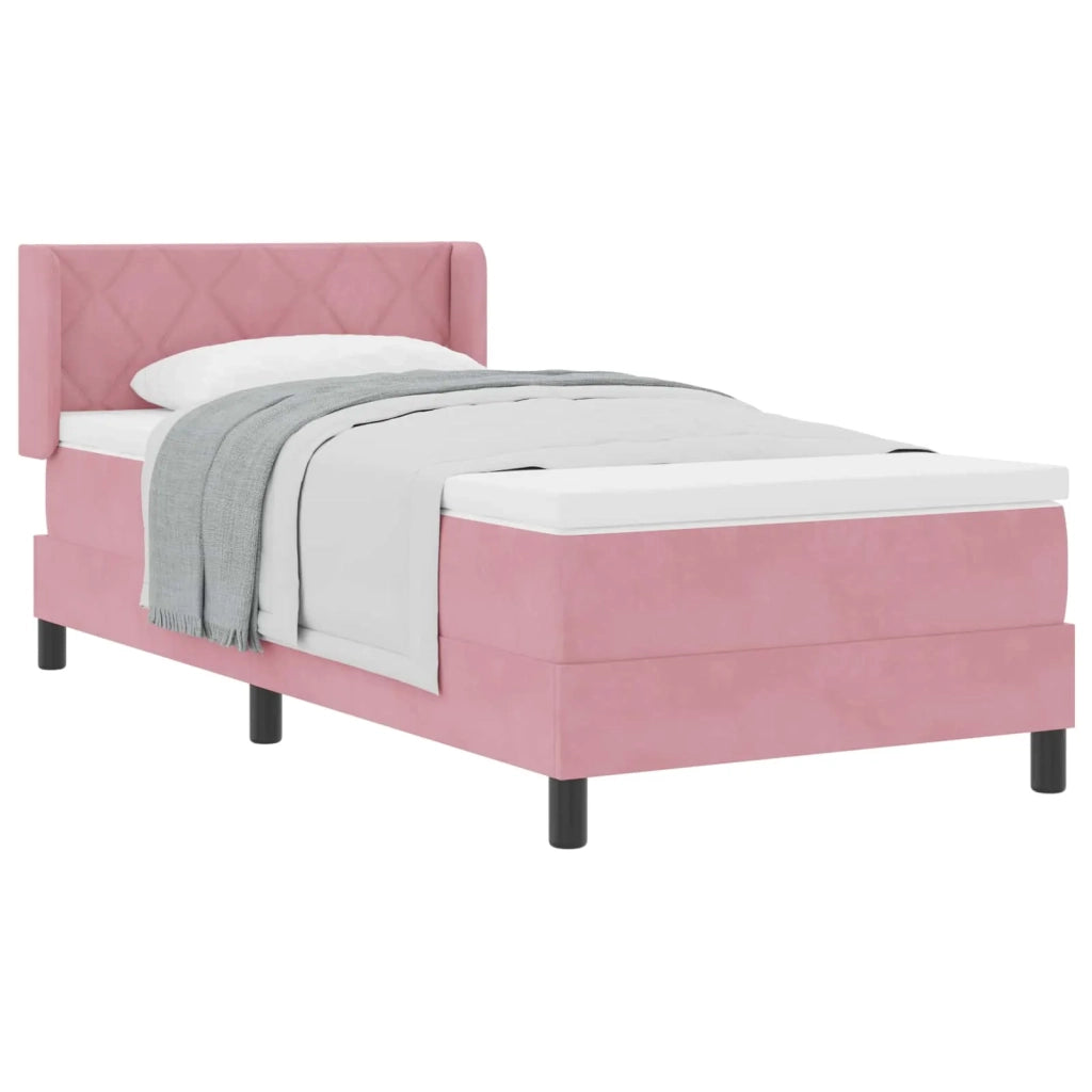 Letto a molle con testiera Rosa 200 x 100 cm Velluto 3341515