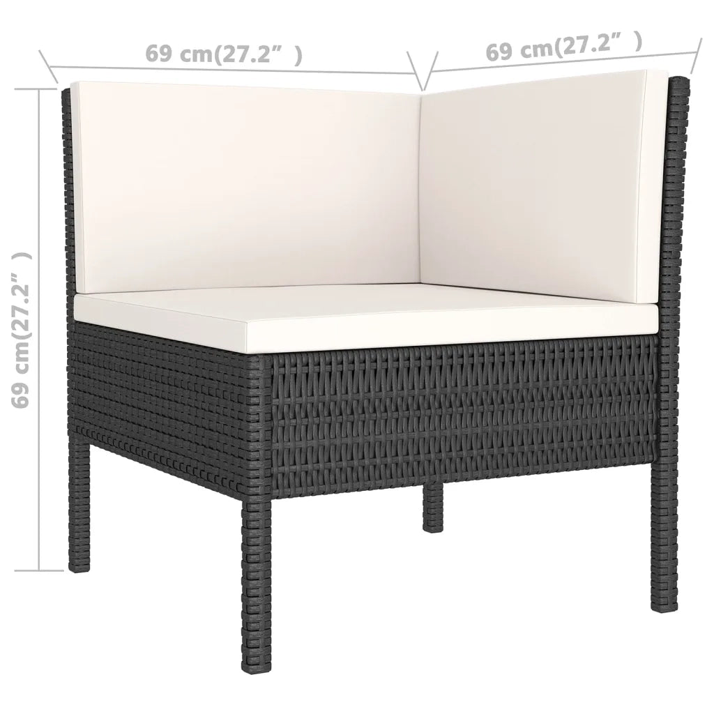 Set Divani da Giardino 12 pz con Cuscini in Polyrattan Nero 3094476