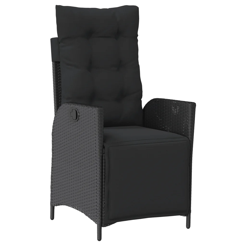 Set da Pranzo da Giardino 5 pz Nero con Cuscini in Polyrattan 3213322