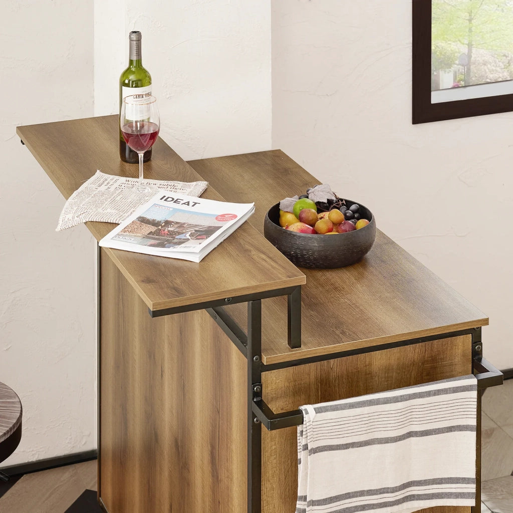 Carrello cucina,Credenza, Penisola cucina con ruote Stile vintage marrone, KNL02-PF